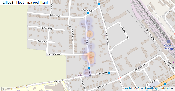 Liliová - mapa podnikání