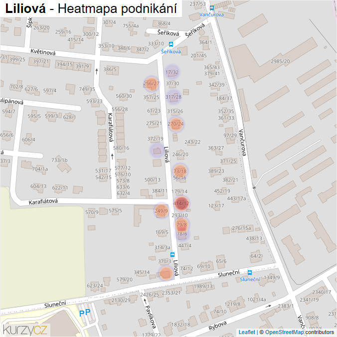 Mapa Liliová - Firmy v ulici.