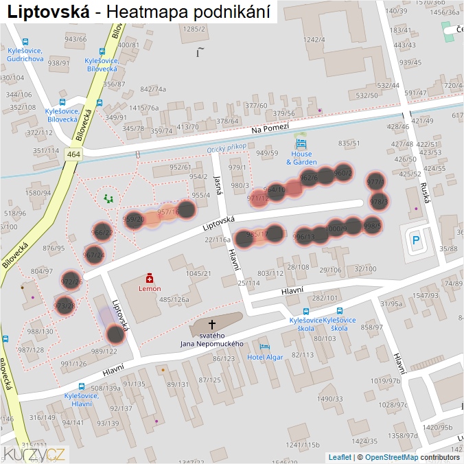 Mapa Liptovská - Firmy v ulici.