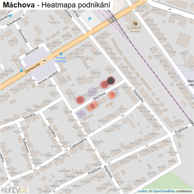 Mapa Máchova - Firmy v ulici.