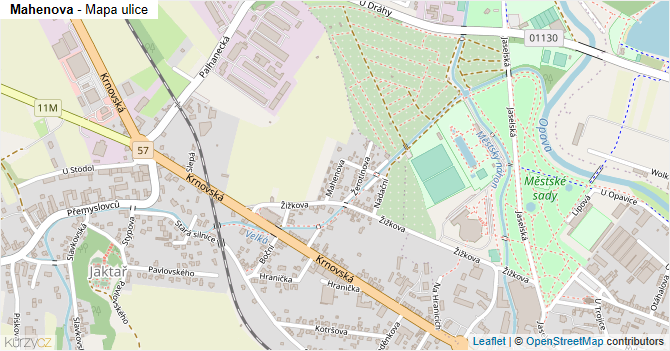 Mahenova - mapa ulice