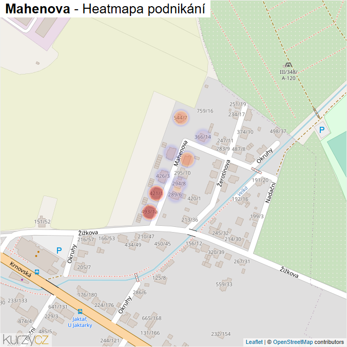 Mapa Mahenova - Firmy v ulici.