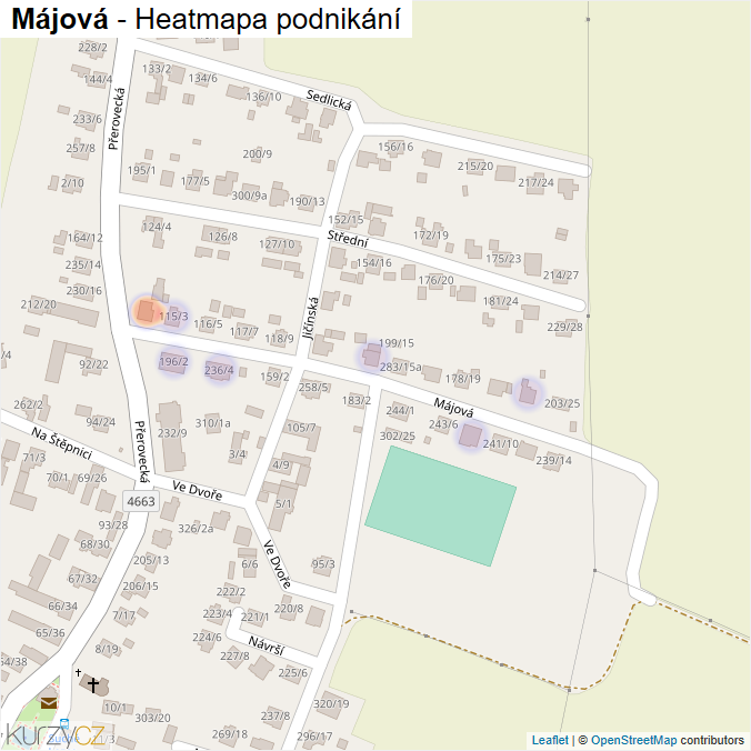 Mapa Májová - Firmy v ulici.