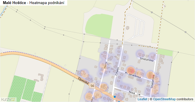 Malé Hoštice - mapa podnikání