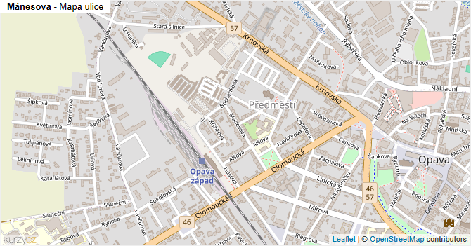 Mánesova - mapa ulice
