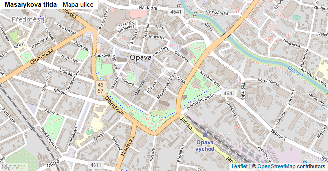 Masarykova třída - mapa ulice