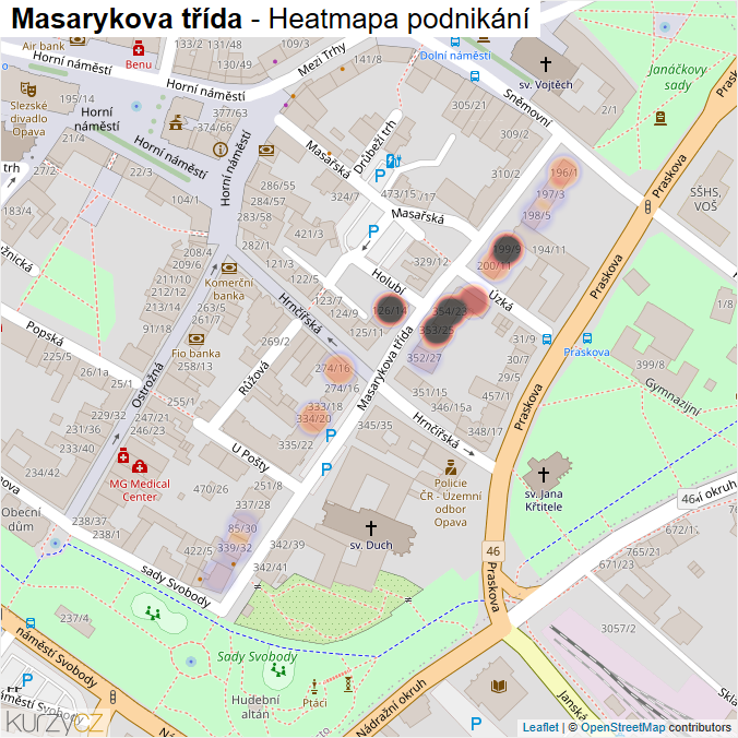 Mapa Masarykova třída - Firmy v ulici.