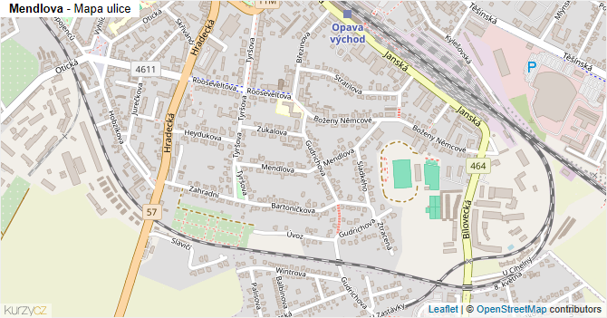 Mendlova - mapa ulice