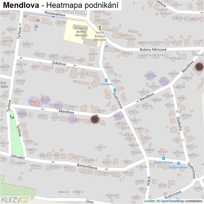 Mapa Mendlova - Firmy v ulici.