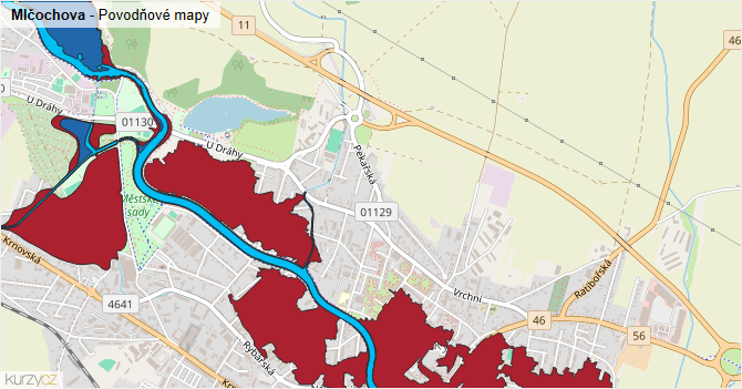 Mlčochova - záplavové mapy stoleté vody