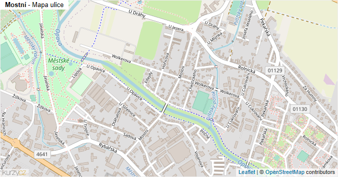 Mostní - mapa ulice