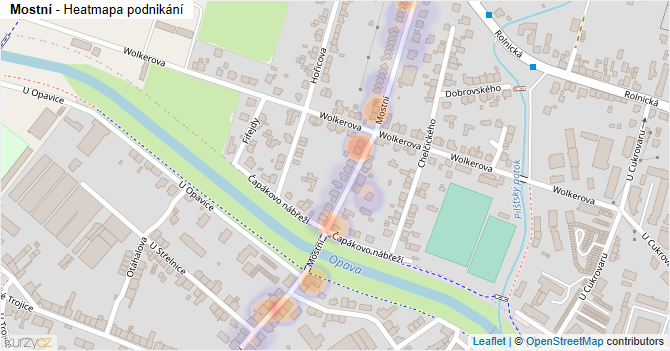Mostní - mapa podnikání