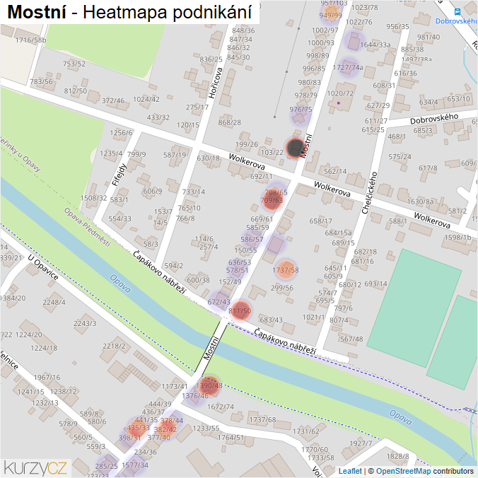 Mapa Mostní - Firmy v ulici.