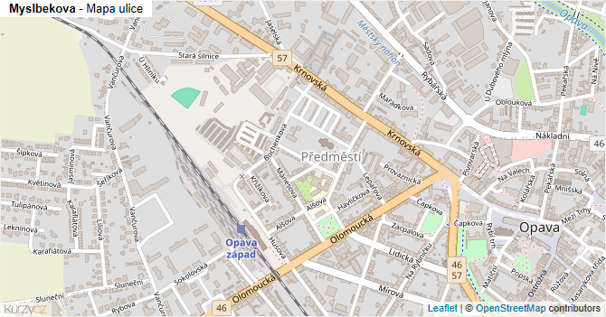 Myslbekova - mapa ulice