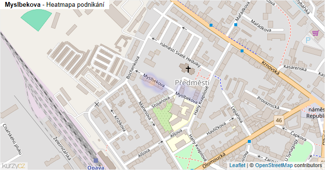 Myslbekova - mapa podnikání