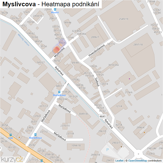 Mapa Myslivcova - Firmy v ulici.