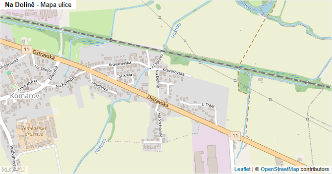 Na Dolině - mapa ulice
