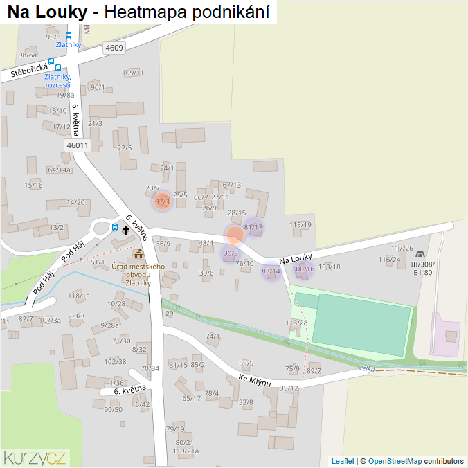 Mapa Na Louky - Firmy v ulici.