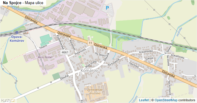 Na Spojce - mapa ulice