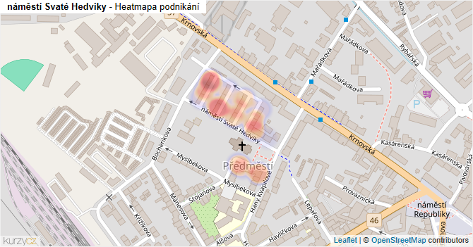 náměstí Svaté Hedviky - mapa podnikání