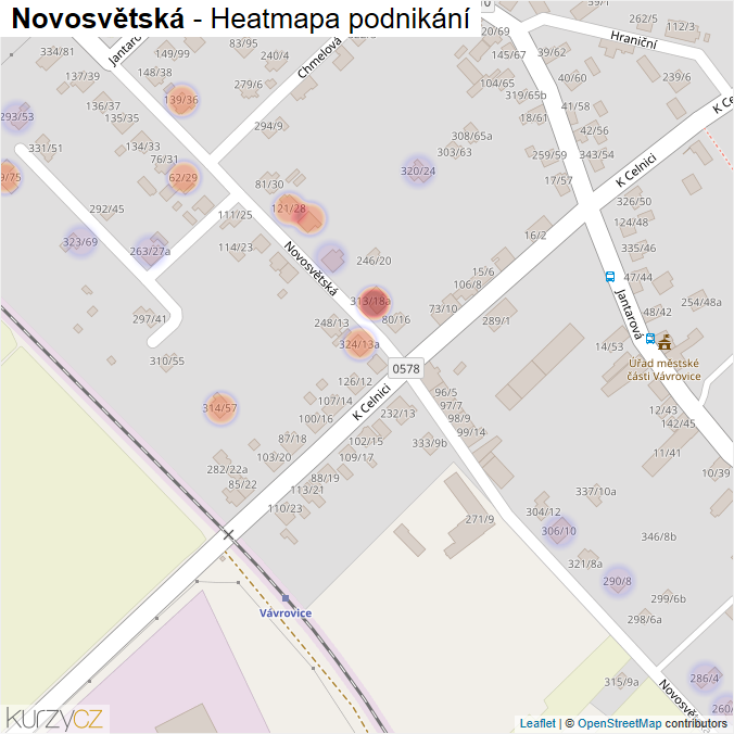 Mapa Novosvětská - Firmy v ulici.