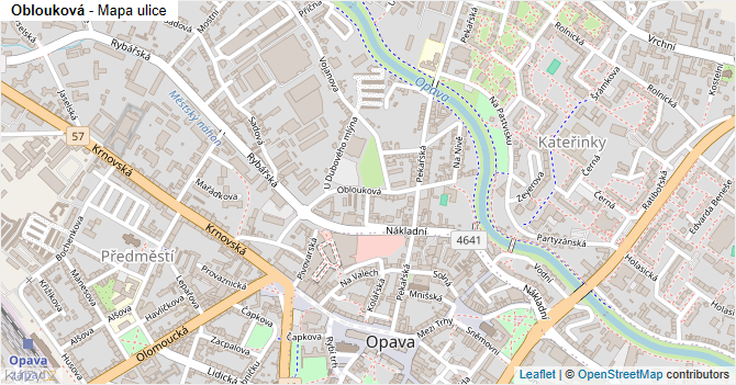 Oblouková - mapa ulice