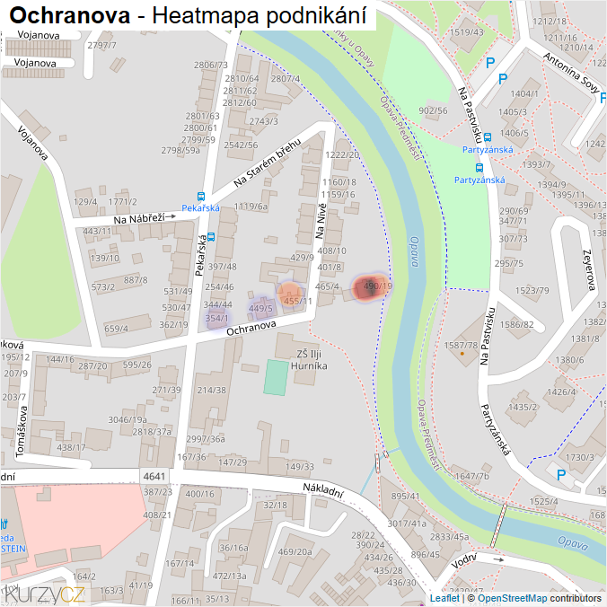 Mapa Ochranova - Firmy v ulici.