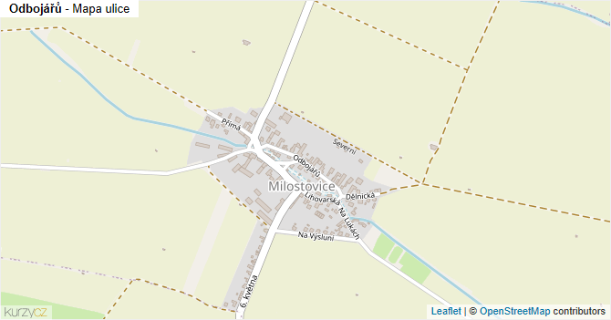 Odbojářů - mapa ulice