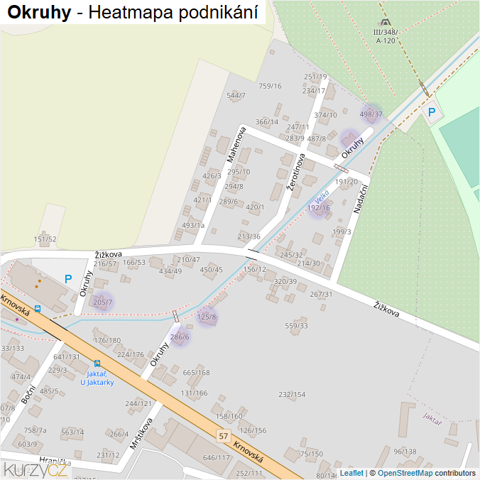 Mapa Okruhy - Firmy v ulici.