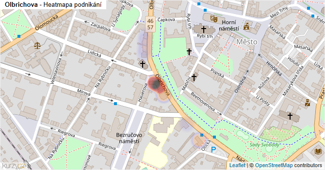 Olbrichova - mapa podnikání