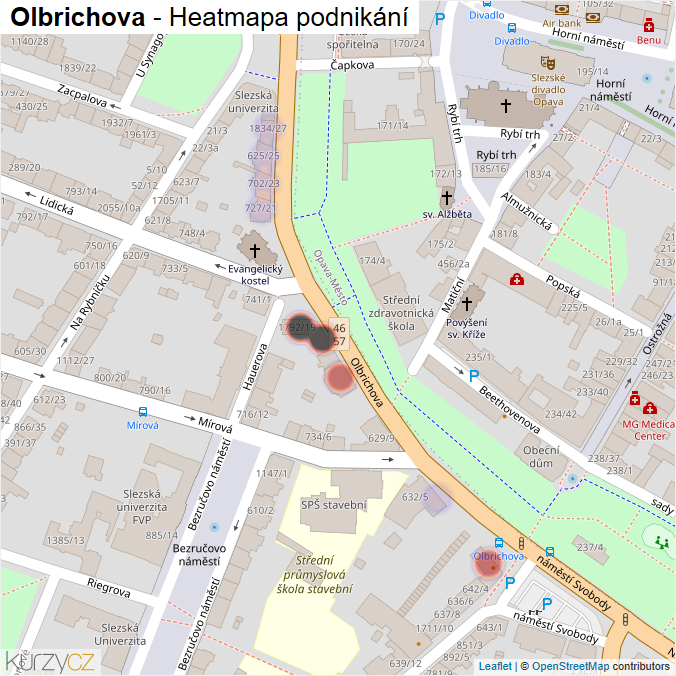 Mapa Olbrichova - Firmy v ulici.