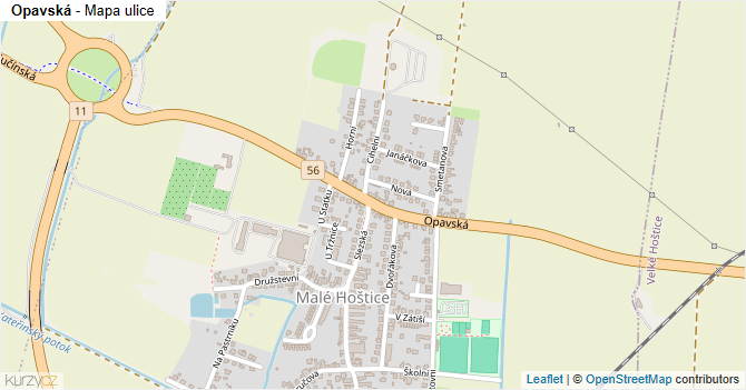 Opavská - mapa ulice
