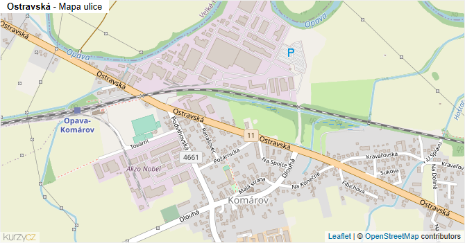 Ostravská - mapa ulice