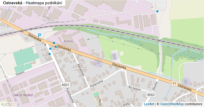 Ostravská - mapa podnikání