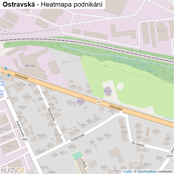 Mapa Ostravská - Firmy v ulici.