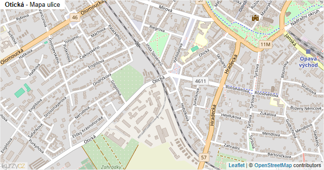 Otická - mapa ulice