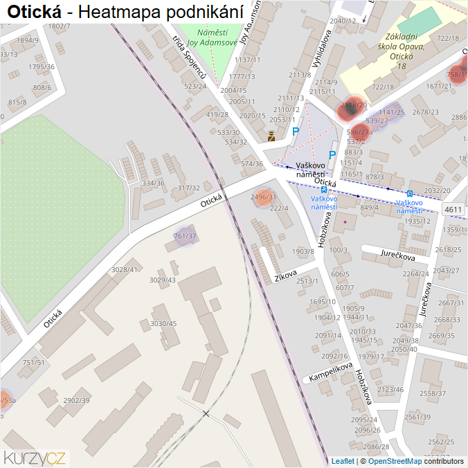 Mapa Otická - Firmy v ulici.