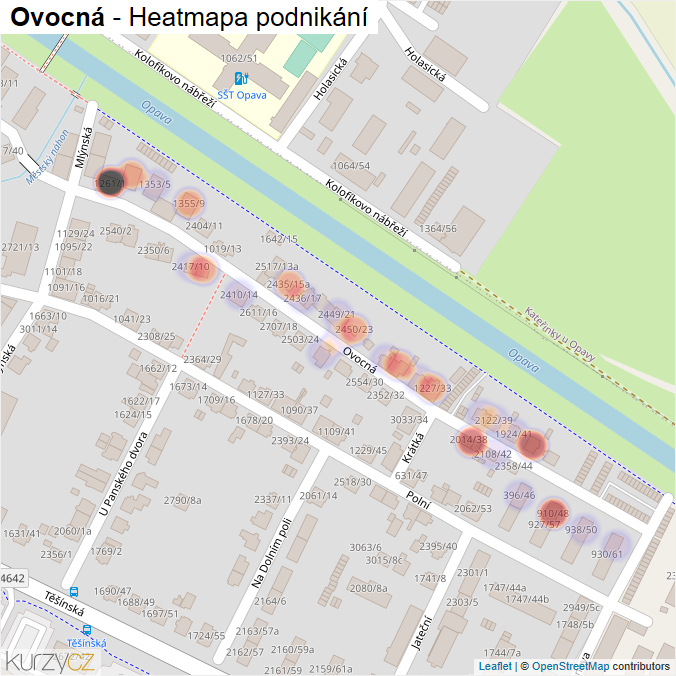 Mapa Ovocná - Firmy v ulici.