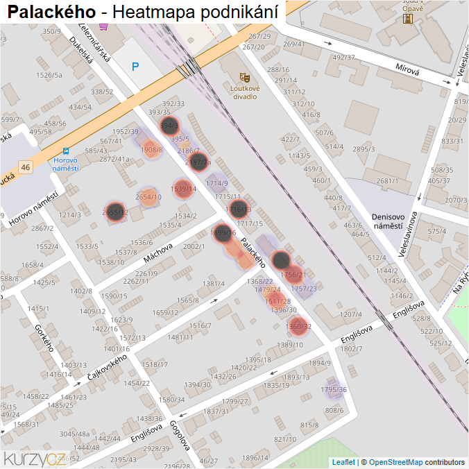 Mapa Palackého - Firmy v ulici.