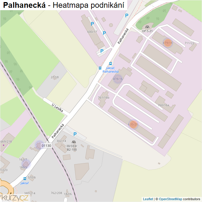 Mapa Palhanecká - Firmy v ulici.