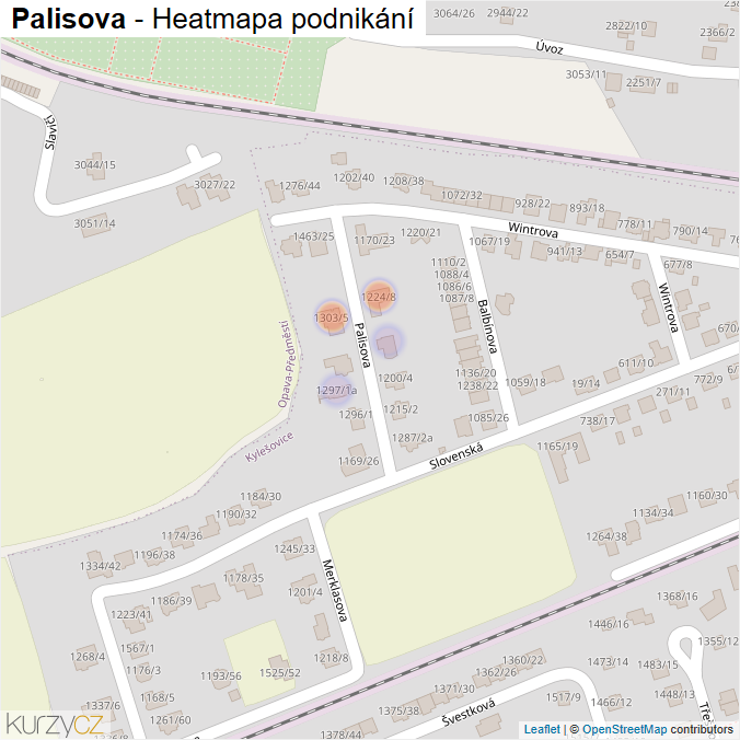 Mapa Palisova - Firmy v ulici.