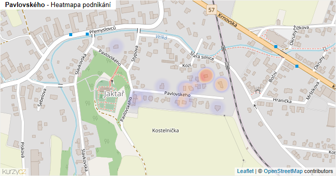 Pavlovského - mapa podnikání