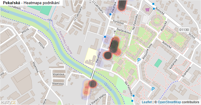 Pekařská - mapa podnikání