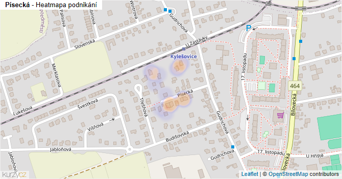 Písecká - mapa podnikání