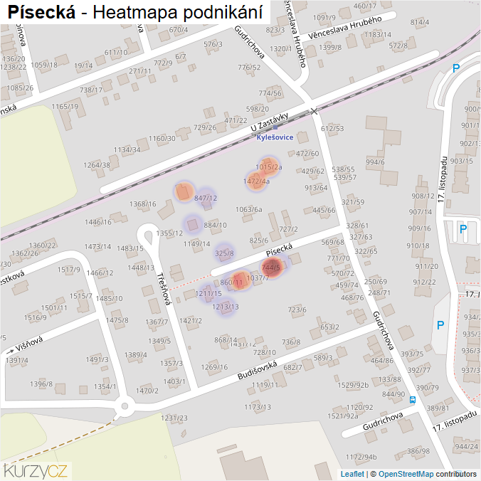 Mapa Písecká - Firmy v ulici.