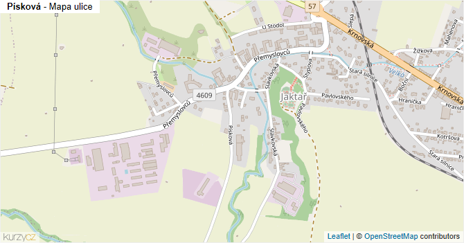Písková - mapa ulice