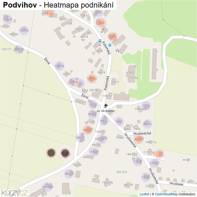 Mapa Podvihov - Firmy v části obce.