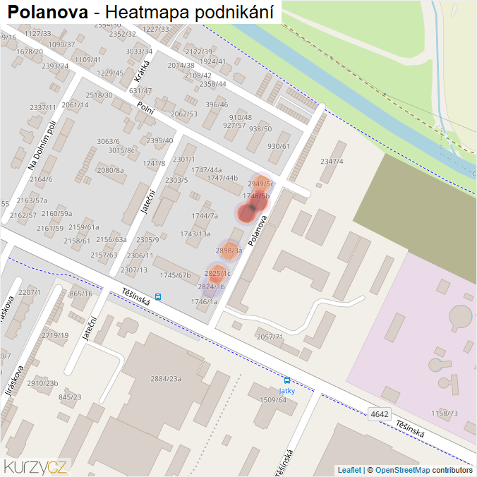 Mapa Polanova - Firmy v ulici.