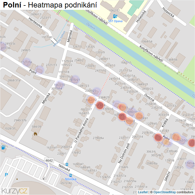 Mapa Polní - Firmy v ulici.