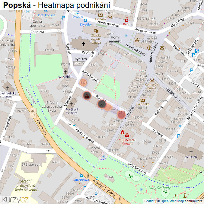 Mapa Popská - Firmy v ulici.